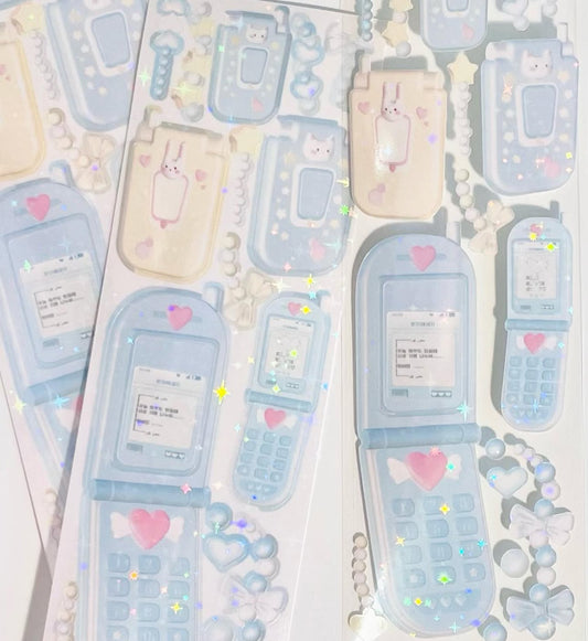 Blue phone deco sticker sheet