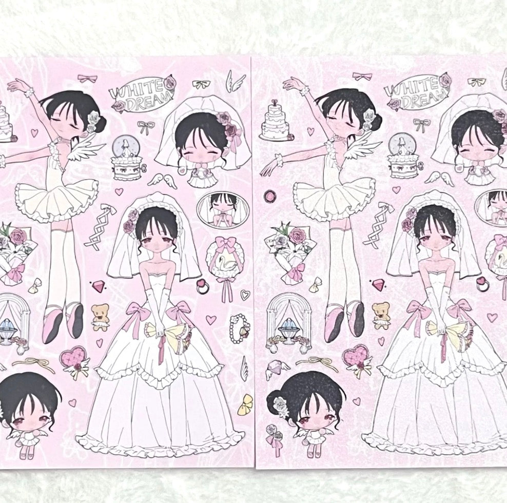 Wedding dress sticker sheet