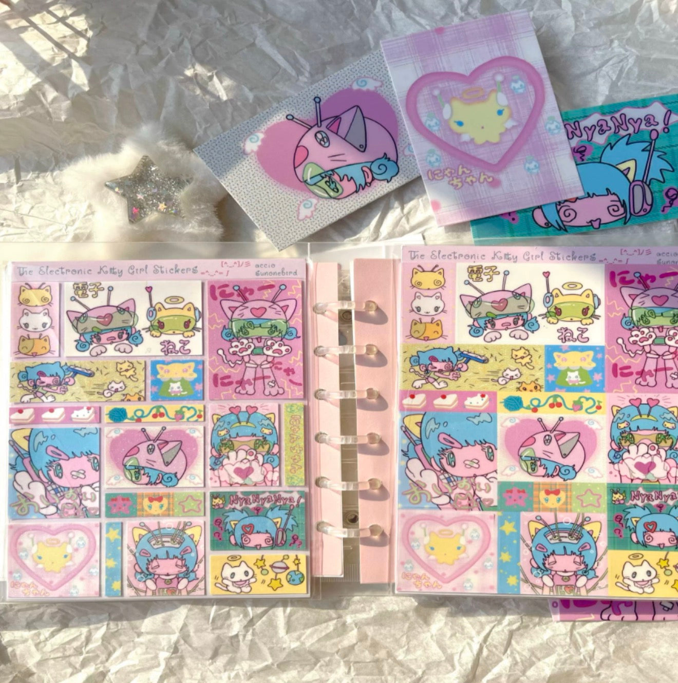 Colourful cat girl sticker sheet