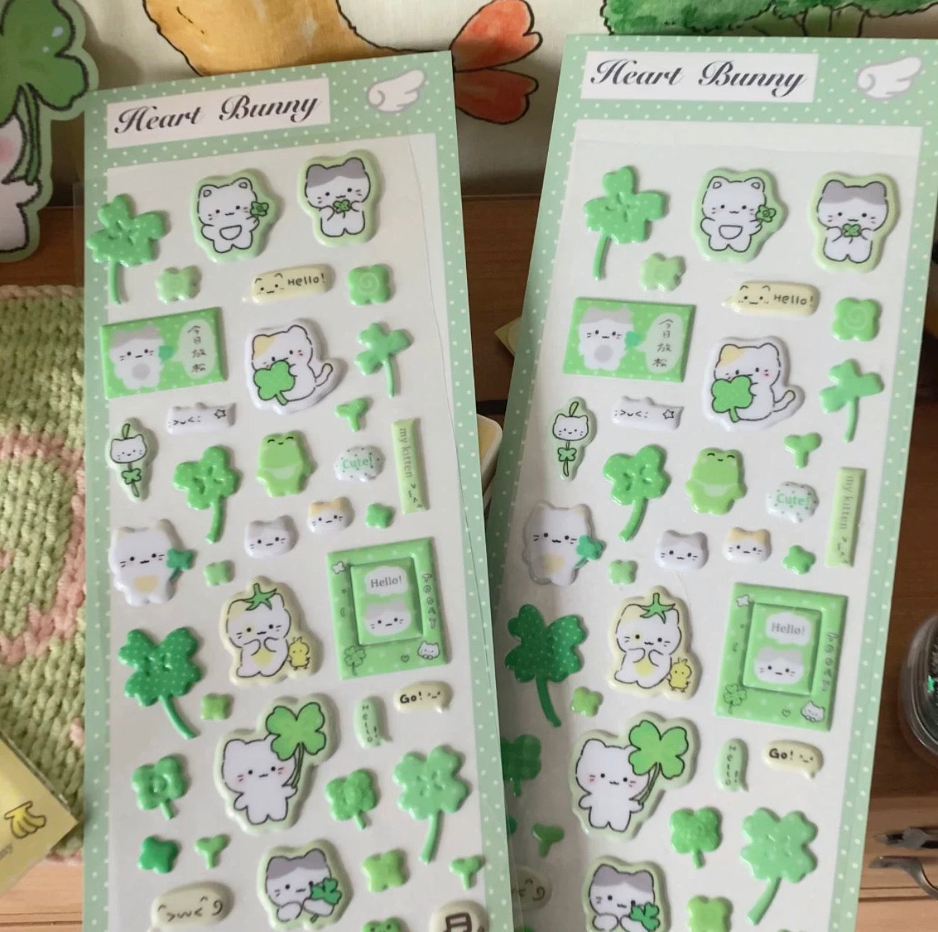 Clover kitten puffy sticker sheet