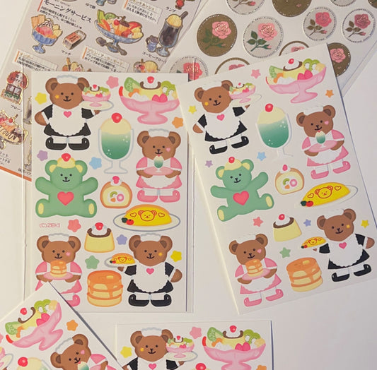 Bear cafe sticker sheet
