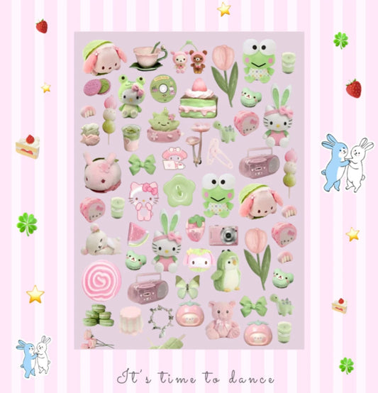 hello kitty and keroppi sticker sheet