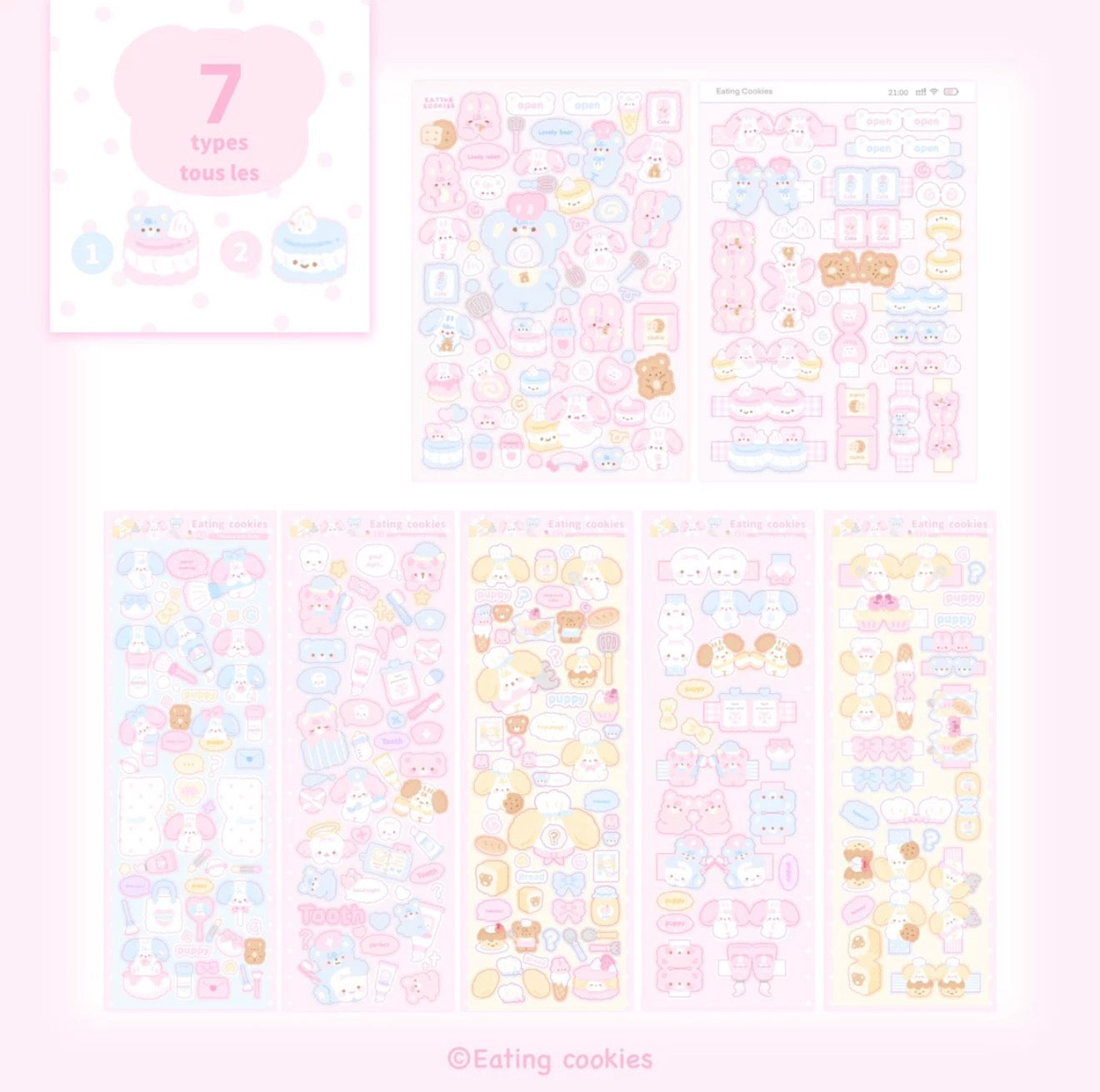 Eating cookies sticker sheets