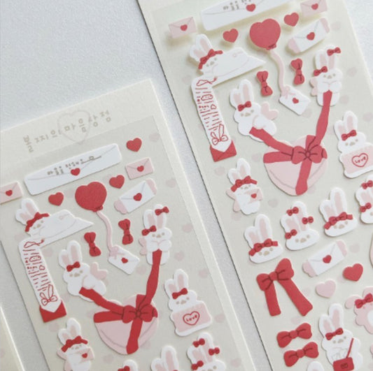 Valentine bunny sticker sheet