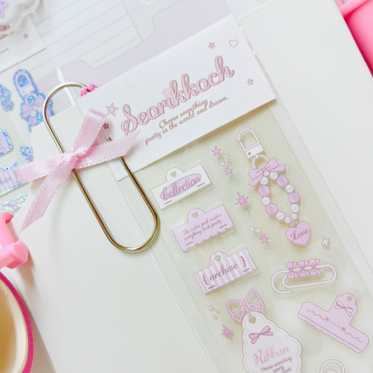 Pink paper clips sticker sheet
