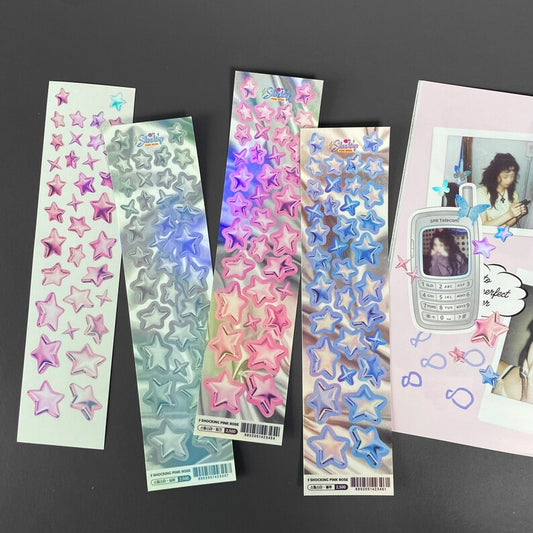Holographic star sticker sheets