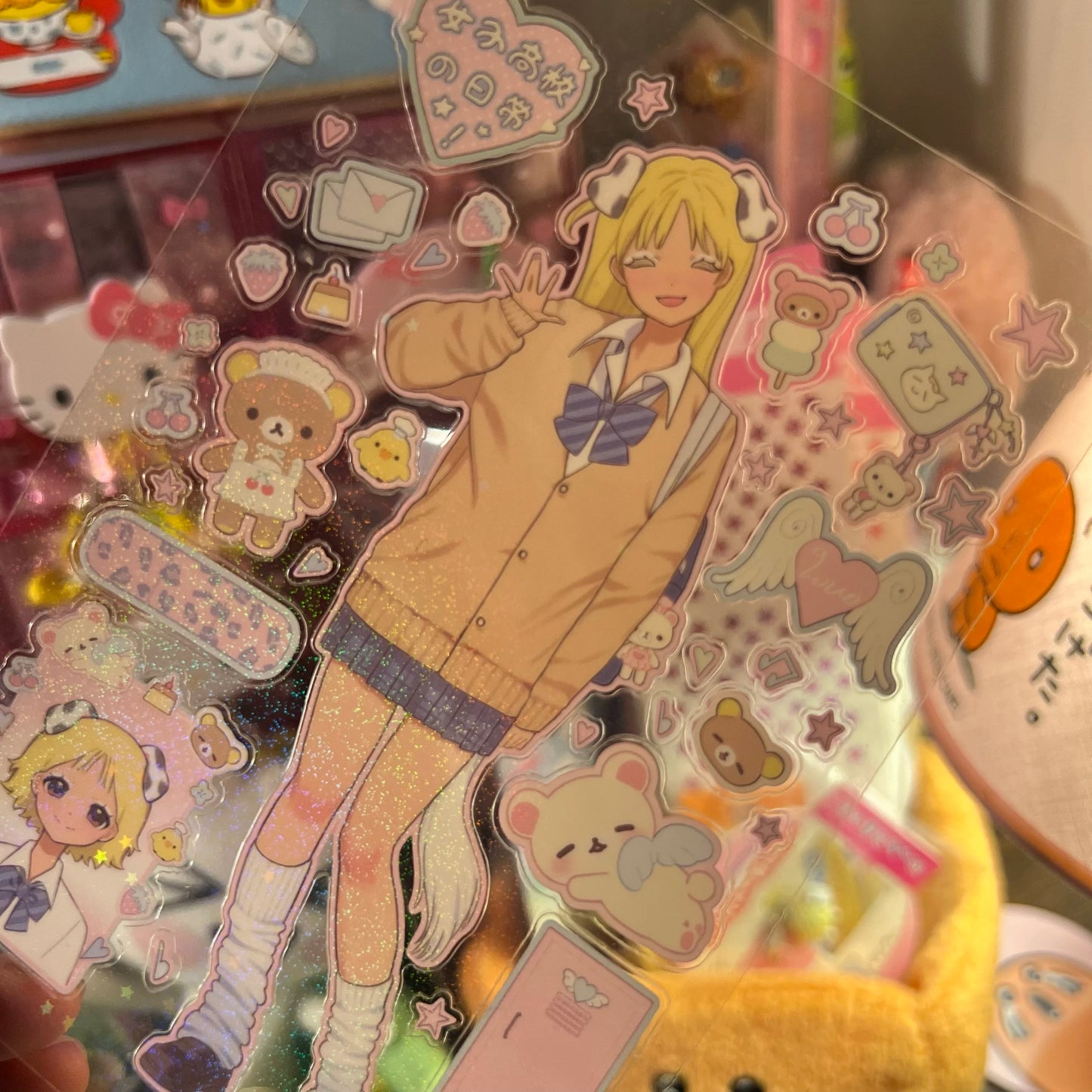 Yellow cardigan girl sticker sheet