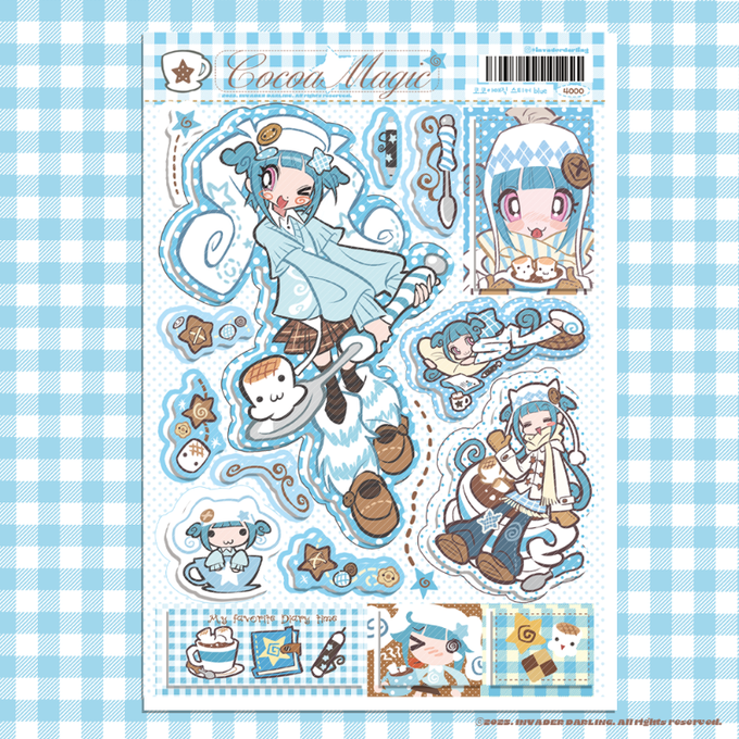 Cocoa Magic blue sticker sheet