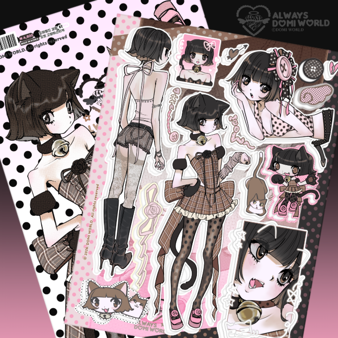 Polka dot cat sticker sheet