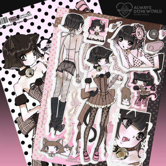Polka dot cat sticker sheet