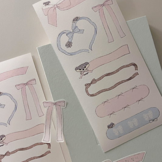 Ribbon and bows sticker sheet