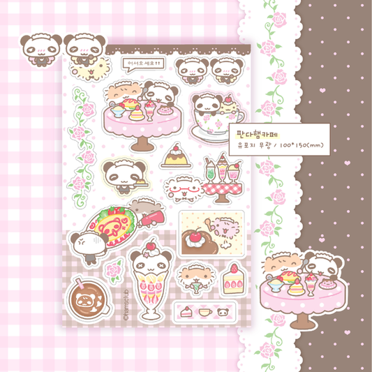 Panda ham cafe sticker sheet