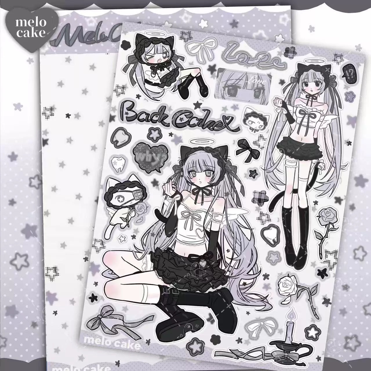 Purple rose girl sticker sheet
