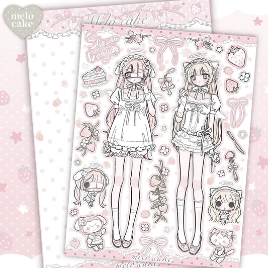 White berry girls sticker sheet