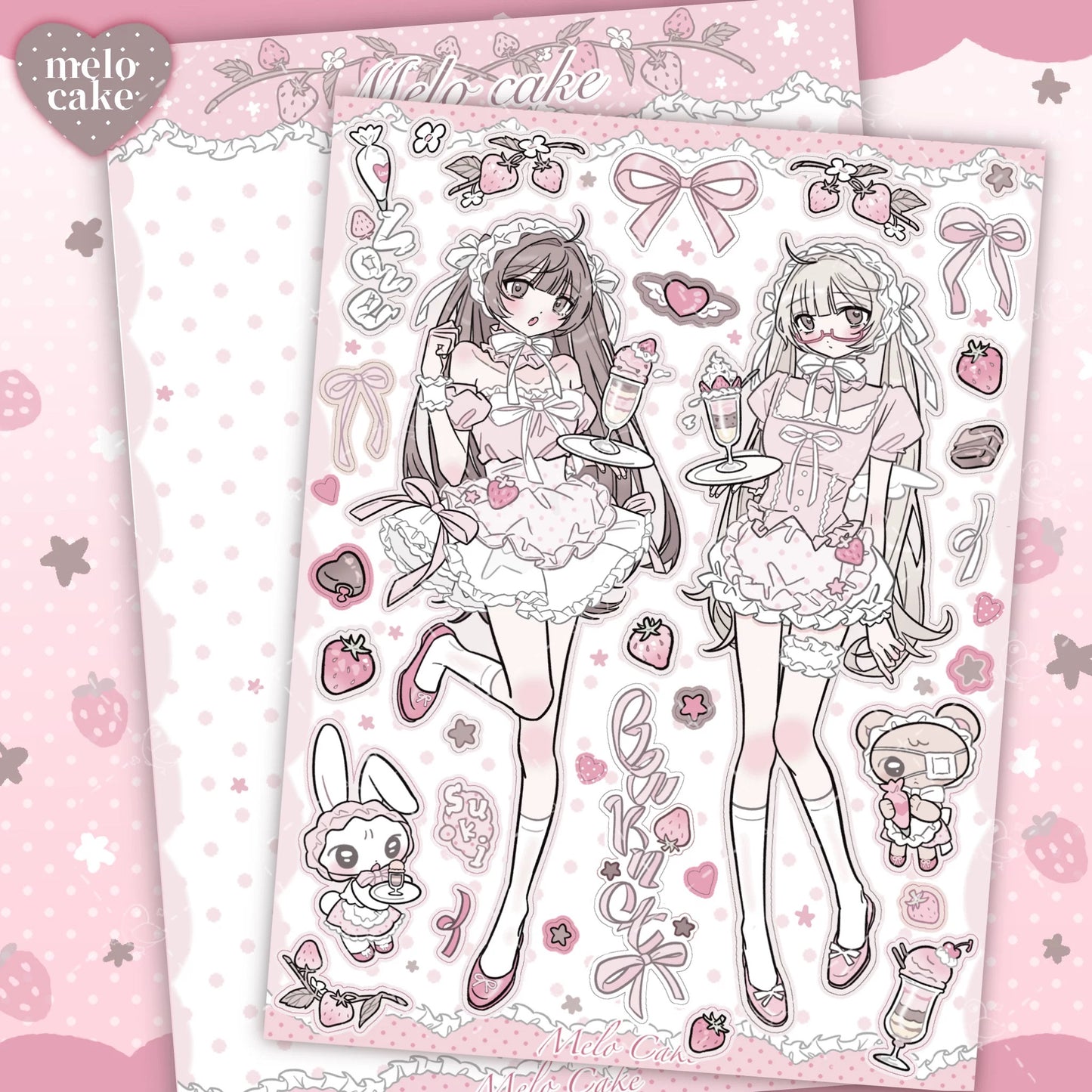 Pink berry parfait sticker sheet