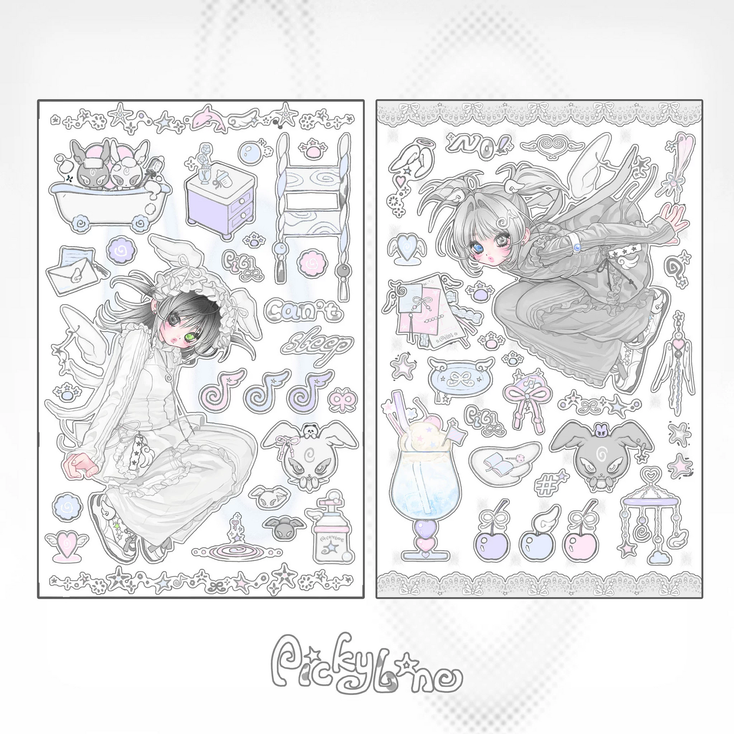 Sleepless wings sticker sheet