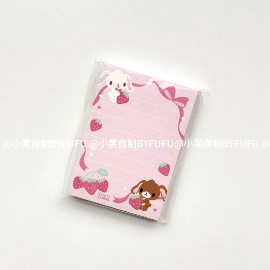 Pink bunny memo pad