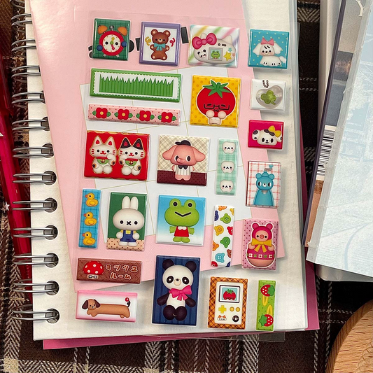 Resin puff squares sticker sheet