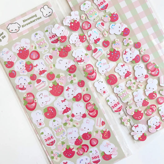 Blooming strawberry journaling sticker sheet