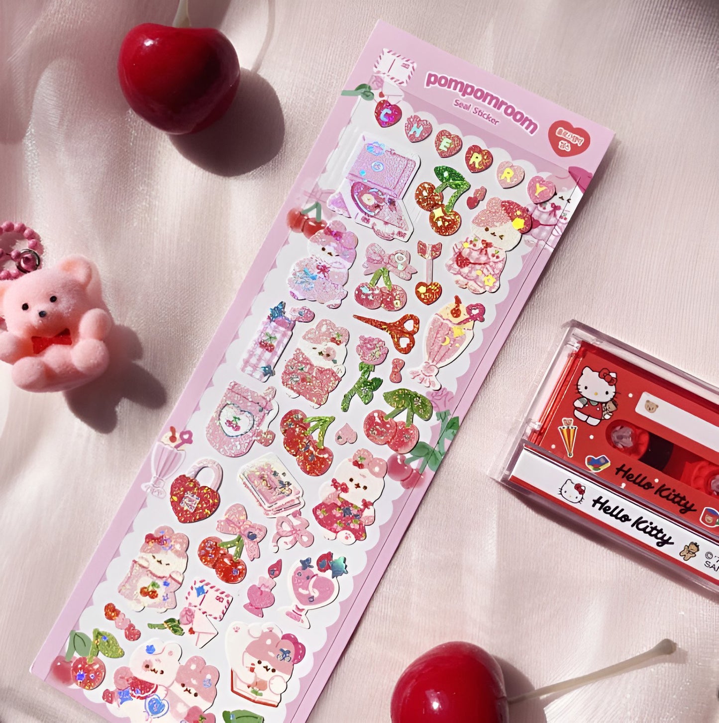 Cherry style animals sticker sheet