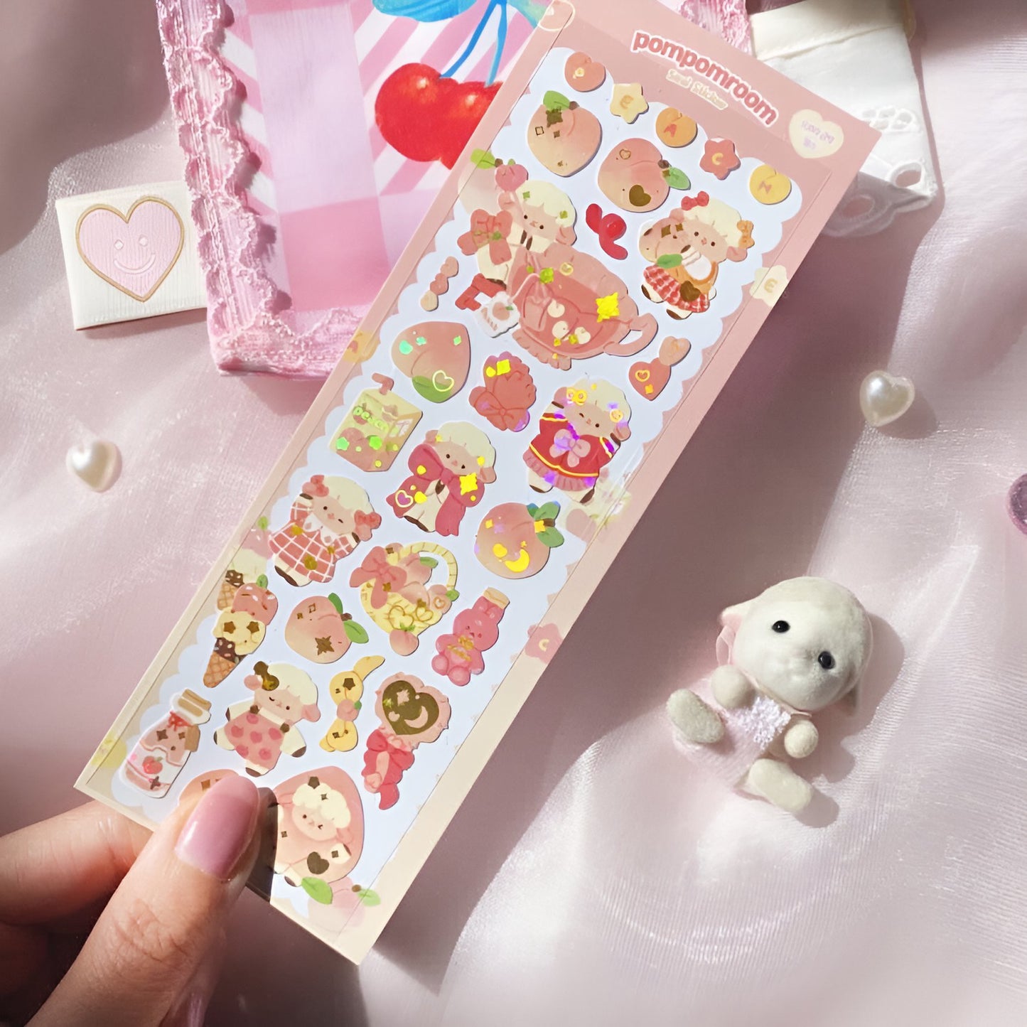 Peaches and sheep sticker sheet