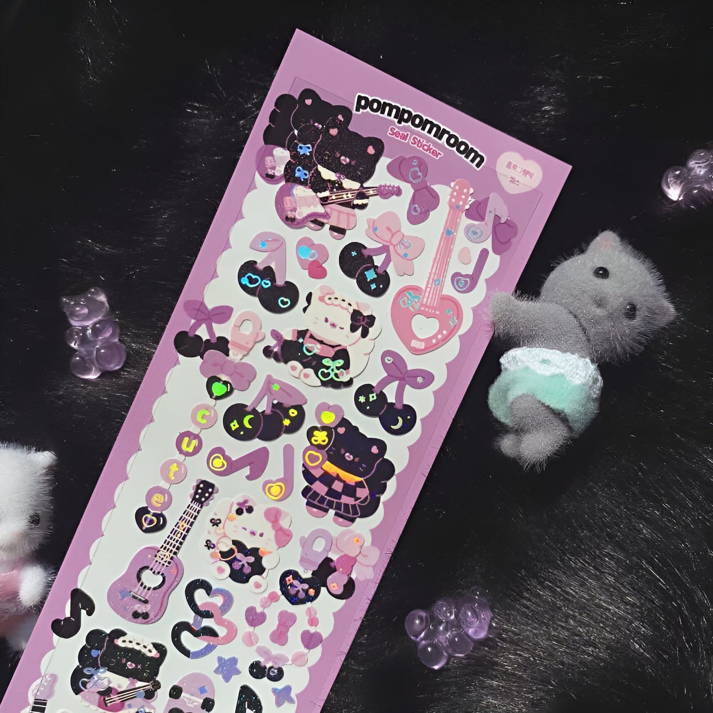 Purple cherrys and guitar sticker sheet